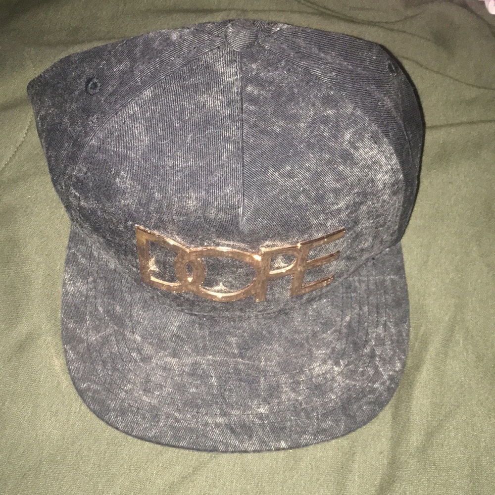 DOPE snapback Gray denim with Gold enblem